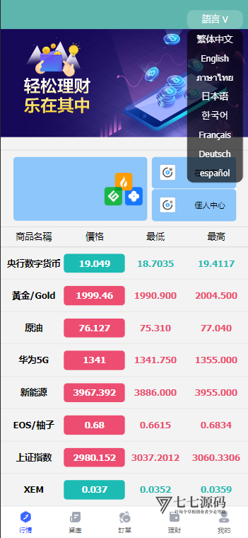 多语言金属外汇微交易系统源码｜完整投资理财平台+智能交易控制-七七源码